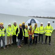 Councillors, Sport England, construction team and Wheels For All at Wilson Sport Village ground breaking