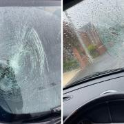 The windscreen of a Mini Convertible was smashed in Feniscowles