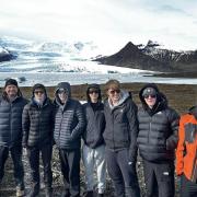 Students by a glacier in Iceland