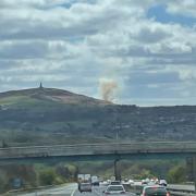 Darwen Tower and plumes of smoke from the wildfire PIC: Martin O'Reilly