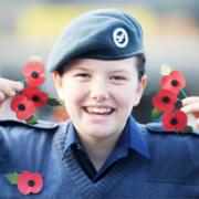 PROUD TASK Cadet Lauren Bridge, 13, of 1104 Nelson Squadron Air Training Corps, helps out with selling Remembrance Day poppies at Morrison’s supermarket in Nelson