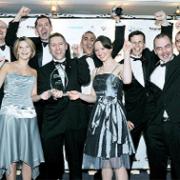 CELEBRATION TIME Staff from Merc Engineering cheer the Barrowford company’s success in winning the Lancashire Telegraph Business Awards Business of the Year title
