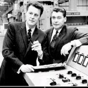 Fred Walker, seen with his brother Jack (left) at their massively successful Walkersteel factory in Blackburn in the 1970s, has died at the age of 86.