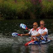 Jon Schofield and Liam Heath in their double kayak
