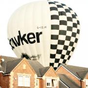 The hot air balloon comes down on Brockhall village