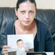 Anisa Khansia holds a photo of her kidnapped son, ~Amani. Inset: Mehmet Baki Sakaraglu.