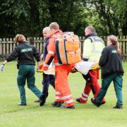 The woman is taken to the air ambulance