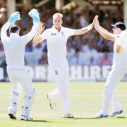 Stuart Broad was hit on the foot