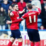 Craig Conway celebrates another Rovers goal with Jordan Rhodes