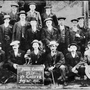 John Lavelle, front, right with members of the Bradshaw Arms poets corner, before a trip to Chester in 1912