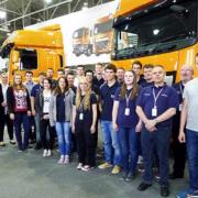 The apprentices from Germany and Britain at the Leyland Trucks factory