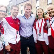 Laura Massaro, second from right, is joined in meeting Prince Harry, centre, by (from left) Louise Pickford, Tom Reed and Matt Divall