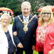Blackburn Mayor Alan Cottam and Mayoress Agnes Cottam, left,  with fundraiser Denis Gee