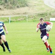Richard Maudsley on his way to one of his three tries