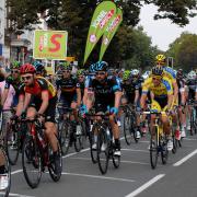 Sir Bradley Wiggins, pictured centre in Sky jersey, during The Tour of Britain