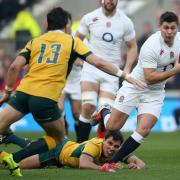 VICTORY: England’s Ben Youngs is tackled by Australia’s Adam Ashley-Cooper  at Twickenham — but the hosts won 26-17.