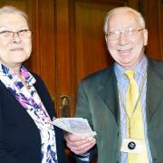 Cllr Ron O’Keeffe gave the money to Ros Duerden who manages the foodbank