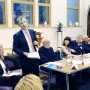 Nigel Evans speaking at the hustings event in Whalley