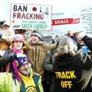 STAND: Happy Mondays star Bez joins fracking protesters outside Lancashire County Council back in January