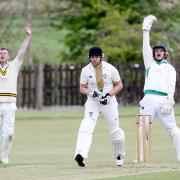 CLAIM: Ramsbottom players appeal for the wicket of Levi Wolstenholme