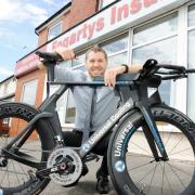 ON THE BIKE: Brian Fogarty is set to take part in the UK Ironman Championships in Bolton tomorrow