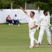 SUPER SUD: Andreas Sudnik celebrates one of his six wickets in Ossie’s cup win