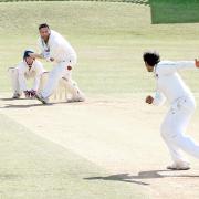 EYES ON THE BALL: Read sub pro Aniket Redkar bowls to Clitheroe’s Farouk Butt in Sunday’s Ribblesdale League clash