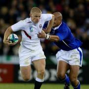 ON THE CHARGE: Iain Balshaw in action against Samoa during the 2003 World Cup finals, a match in which he scored a try