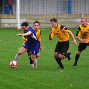 TOP OF HIS GAME: Alex Meaney scored twice in the 4-0 win at Grantham