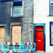 ARSON ATTACK: Terrified residents fled from these terrace houses in Altham Street, after firebugs set fire to one and flames spread