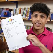 GCSE results day at Colne Primet Academy Pictured is Aiman Shah