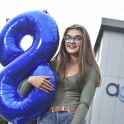 Amber Martin celebrates GCSE results day at Alder Grange School, Rawtenstall