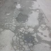 Potholes on the stretch of road leading to Slaidburn Health Centre