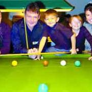 From the left, club owner Paul Rinaldi, Jimmy White, Lewis Ullah, Grace Lovell, eight, and Alison Rinaldi