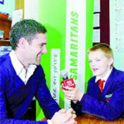 David is interviewed by 12-year-old pupil and Rovers fan Conrad Yates,