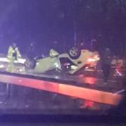 Man in critical condition after car overturns on A56