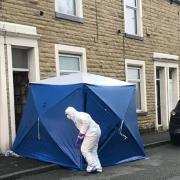 Marlborough Street in Burnley, where a murder investigation has been launched