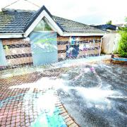 MESS: Yobs emptied 30 tins of paint at the Higher Croft Vocational Learning Centre, Blackburn