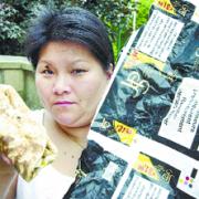 A MOTHER-of-three was disg-usted when she discovered her kebab was wrapped in cigar-ette wrapping paper.