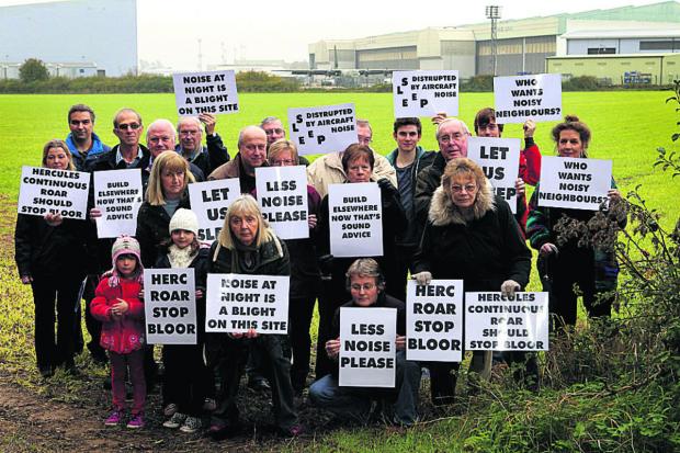 RACKET: Villagers protest outside RAF Brize Norton