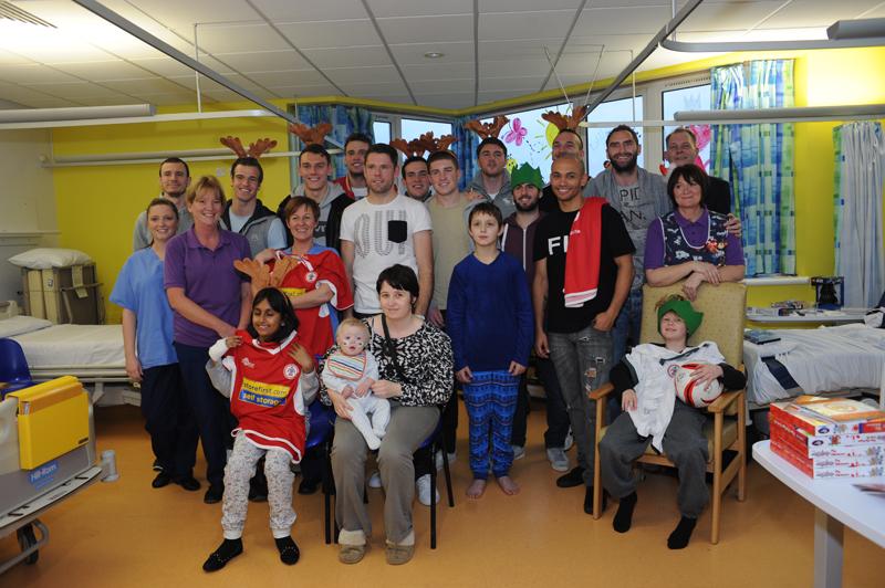 Accrington Stanley footballers visit Royal Blackburn Hospital Children's ward 