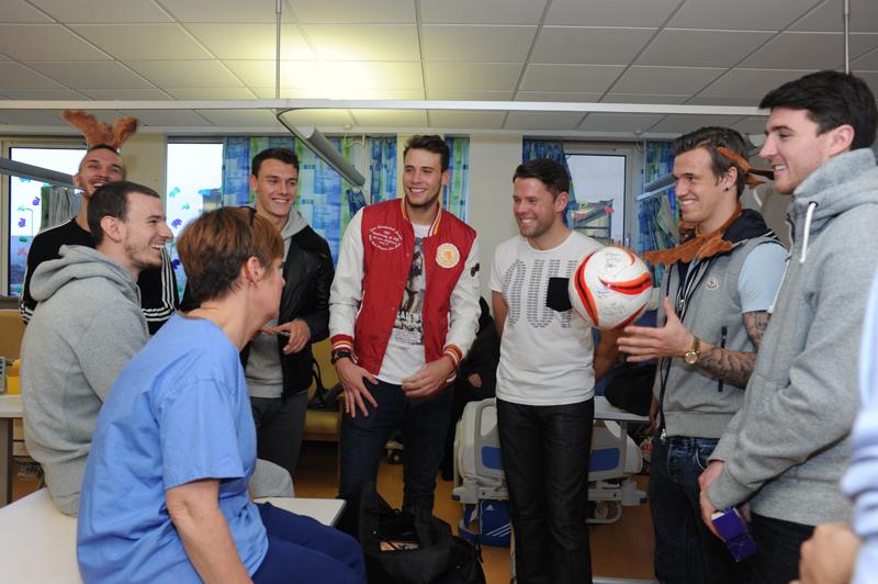 Accrington Stanley footballers visit Royal Blackburn Hospital Children's ward 