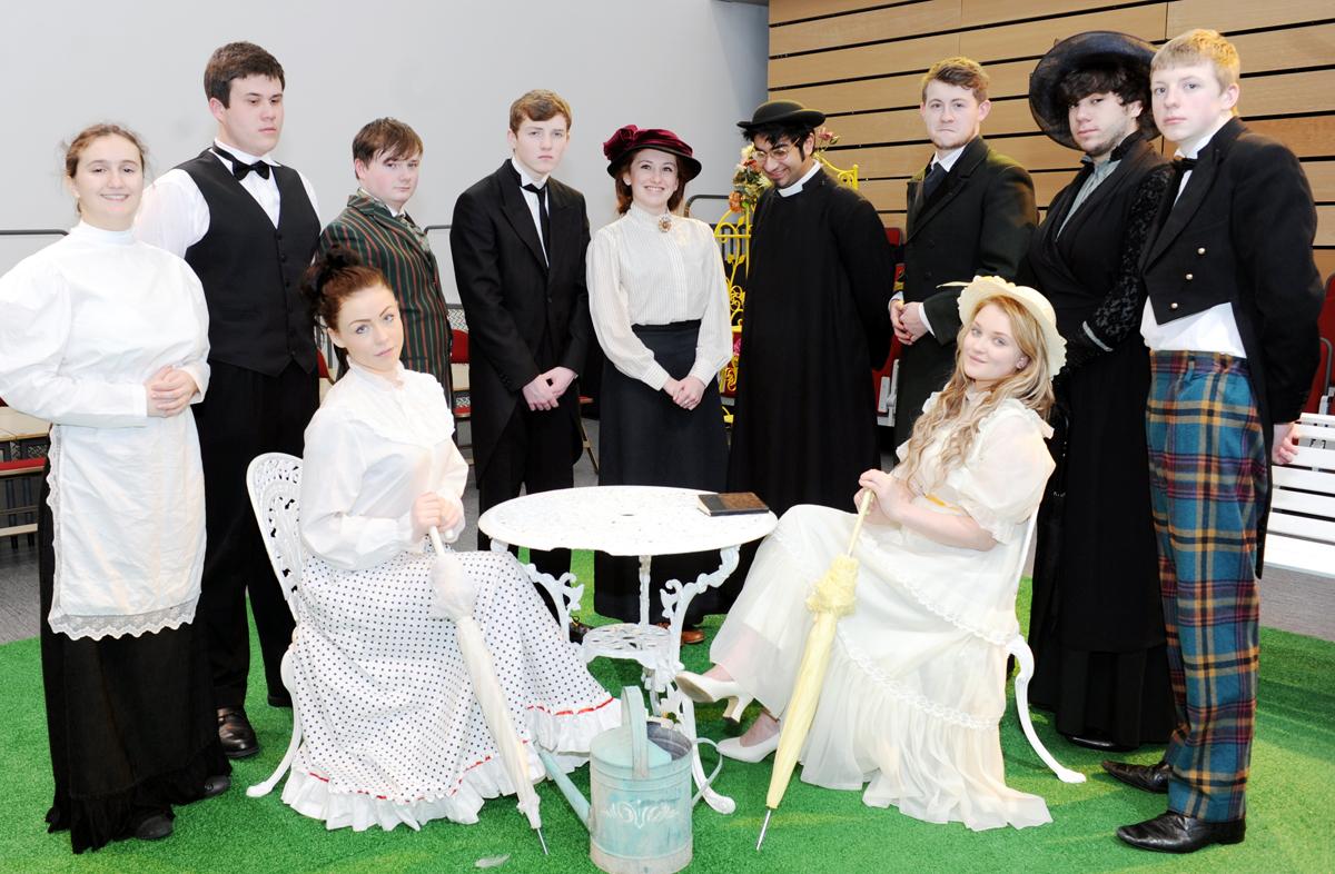 Dress rehearsal for "The Importance of Being Earnest",  by Thomas Whitam Sixth Form, Burnley Campus. 