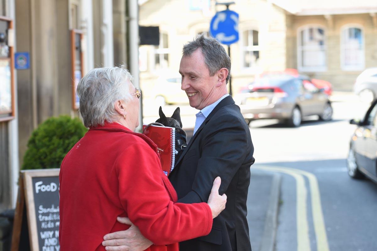 Nigel Evans MP receives a warm welcome from the residents of Ribble Valley