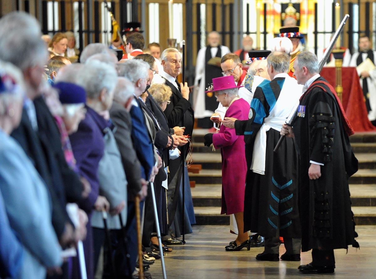 HRH Queen Elizabeth II visits Blackburn Cathedral for Maundy service 17/04/2014