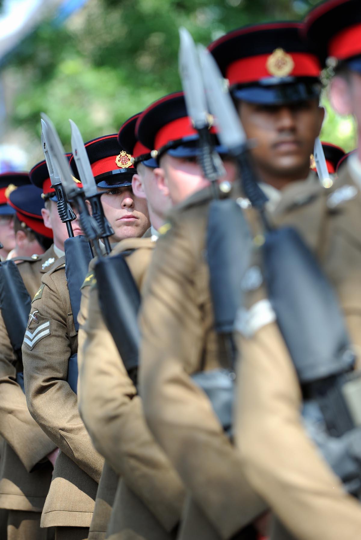 Soldiers from the Duke of Lancaster's Regiment march through  Accrington to exercise their freedom of the borough.