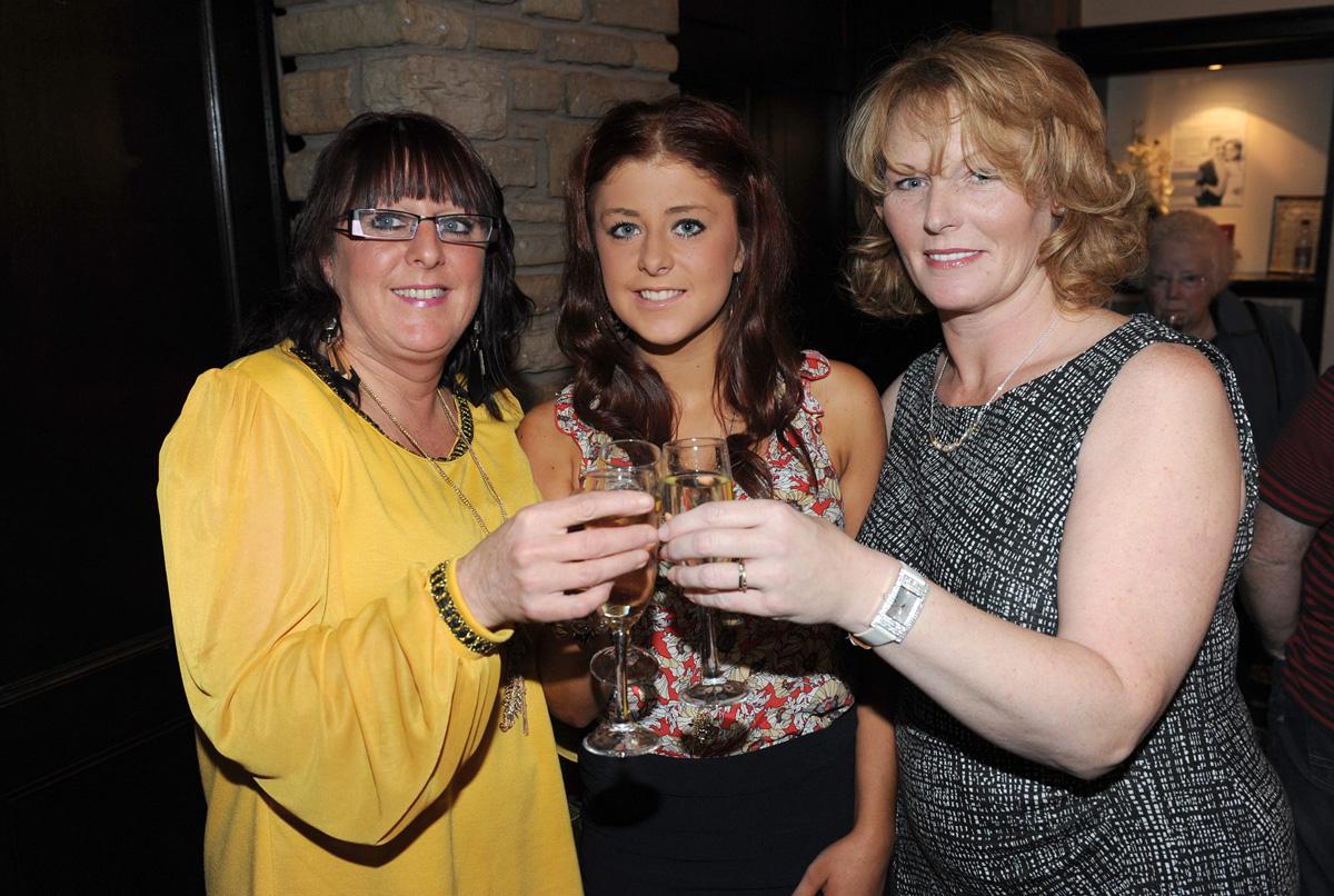 L/R Lesley Love, Chloe Love 17 and Lorraine Crabtree enjoy the drinks reception before the Grassroots Awards 2011.