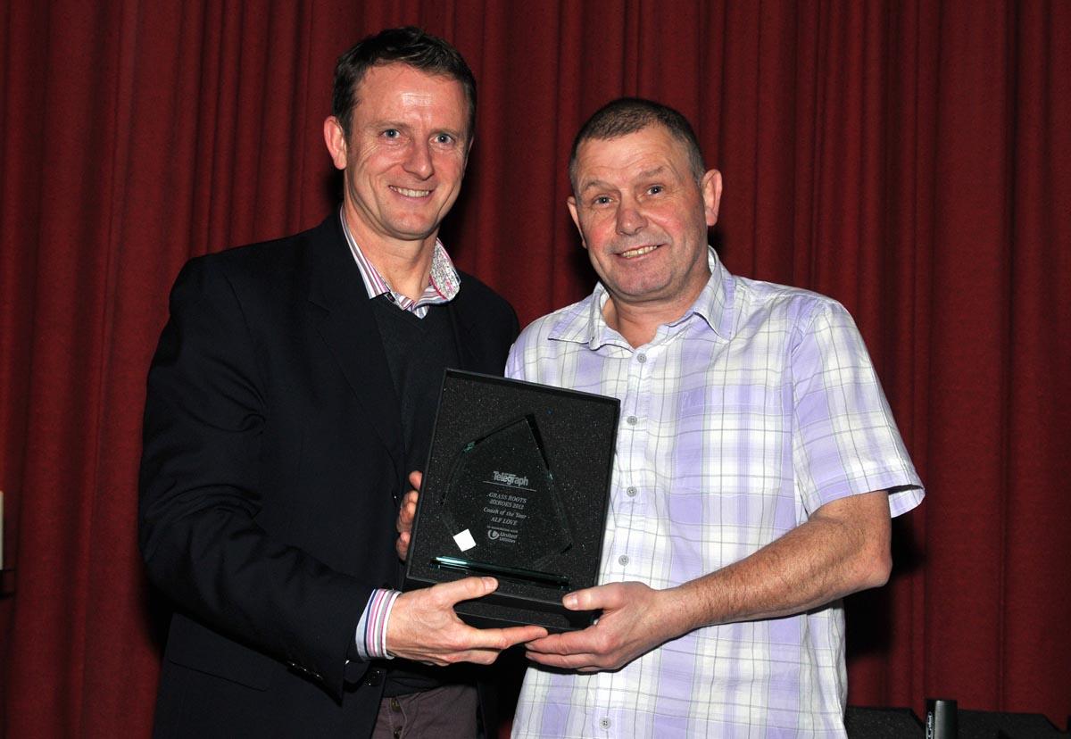 Kevin Gallacher presents Alf Love of Alf's Black Belt Academy with the Coach of the Year 2012.