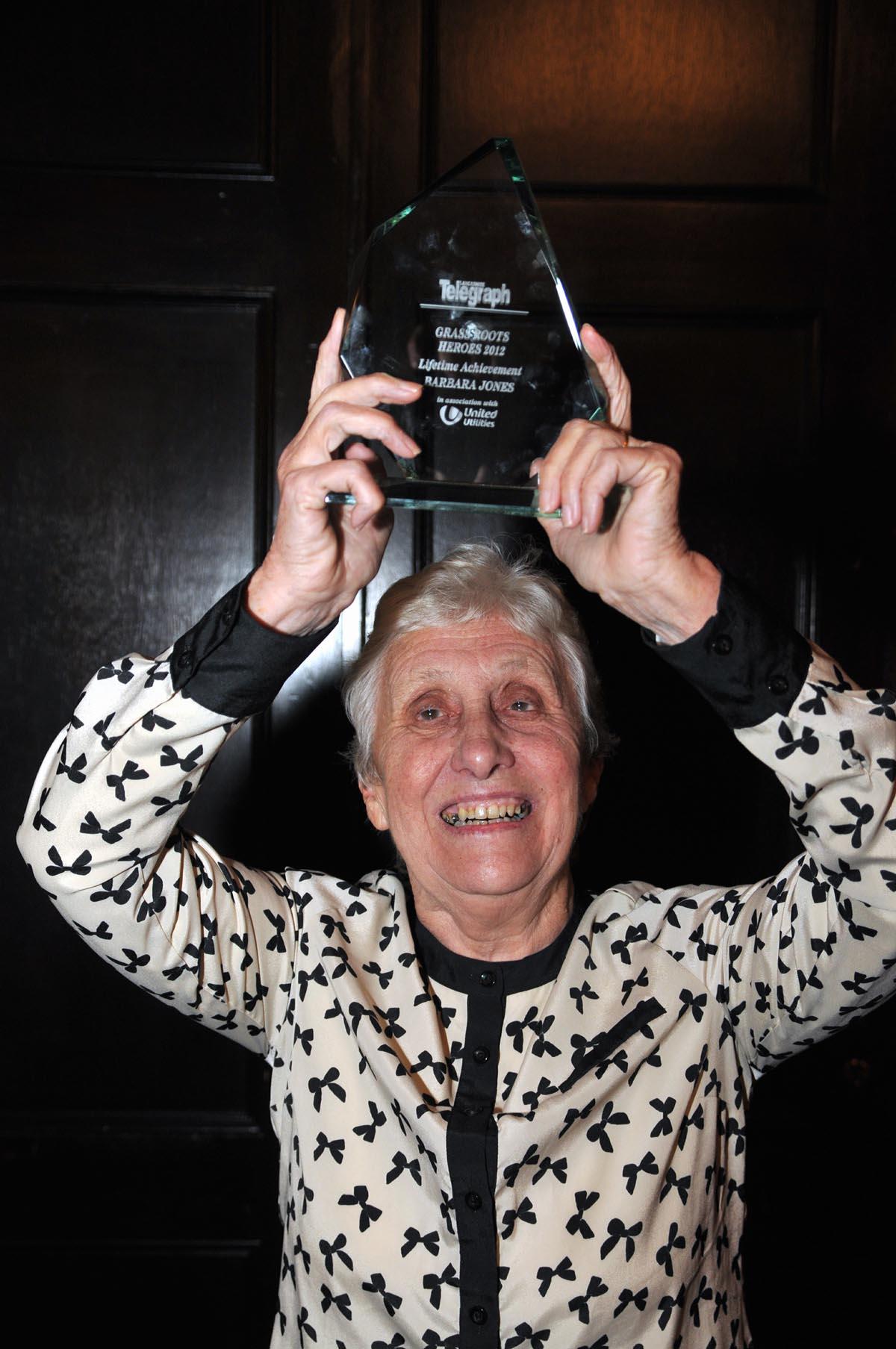 Barbara Jones with the Lifetime Achievement Award 2012.