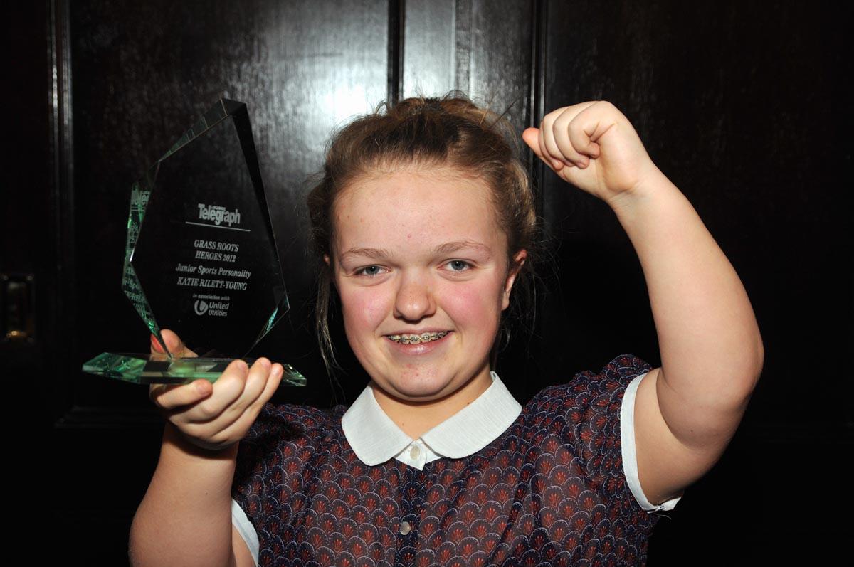Katie Rilett-Young with Junior Sports Personality of the Year Award 2012.